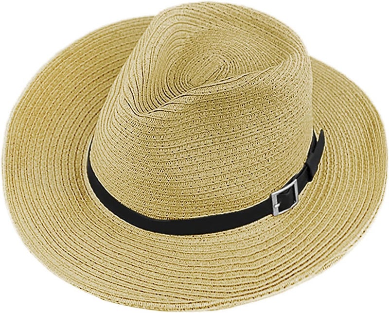Holiberty Mens Straw Cowgirl Cowboy Hat Women Floppy Packable Wide Brim Sun Hat UPF50 Western Panama Travel Beach Cap Fedora Bucket Hat - Image 1